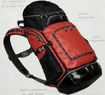 방수 폴리에스터 및 반사 스트립이 있는 메쉬 등판 아웃도어 스포츠 가방 (헬스장 및 여행용)